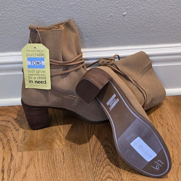 Toms Mila Ankle Tan Booties NWT Sz 9.5 - Picture 6 of 7